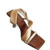 Fashion High-heeled Slippers Women's Design Sense Apricot Wrap-around with Square Toe Stiletto Sandals