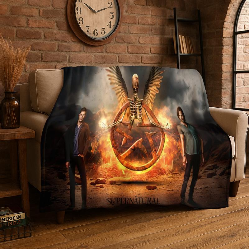 SPN Supernatural Dean Sam TV Coperta di Flanella Morbida Calda Coperta Plaid per Camera da Letto Soggiorno Letto Viaggio Campeggio Picnic Bambino
