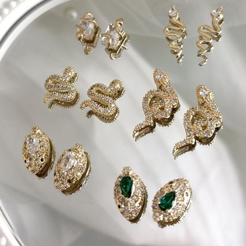 Snake Nails Art Charms Snake Nails Rhinestones Nails Charms Snake Shape Nails Art Decoration Nails Jewelry Accessories
