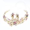 Rhinestone Princess Crowns Gold Color Bride Tiaras Simple Flower Crown  Wedding