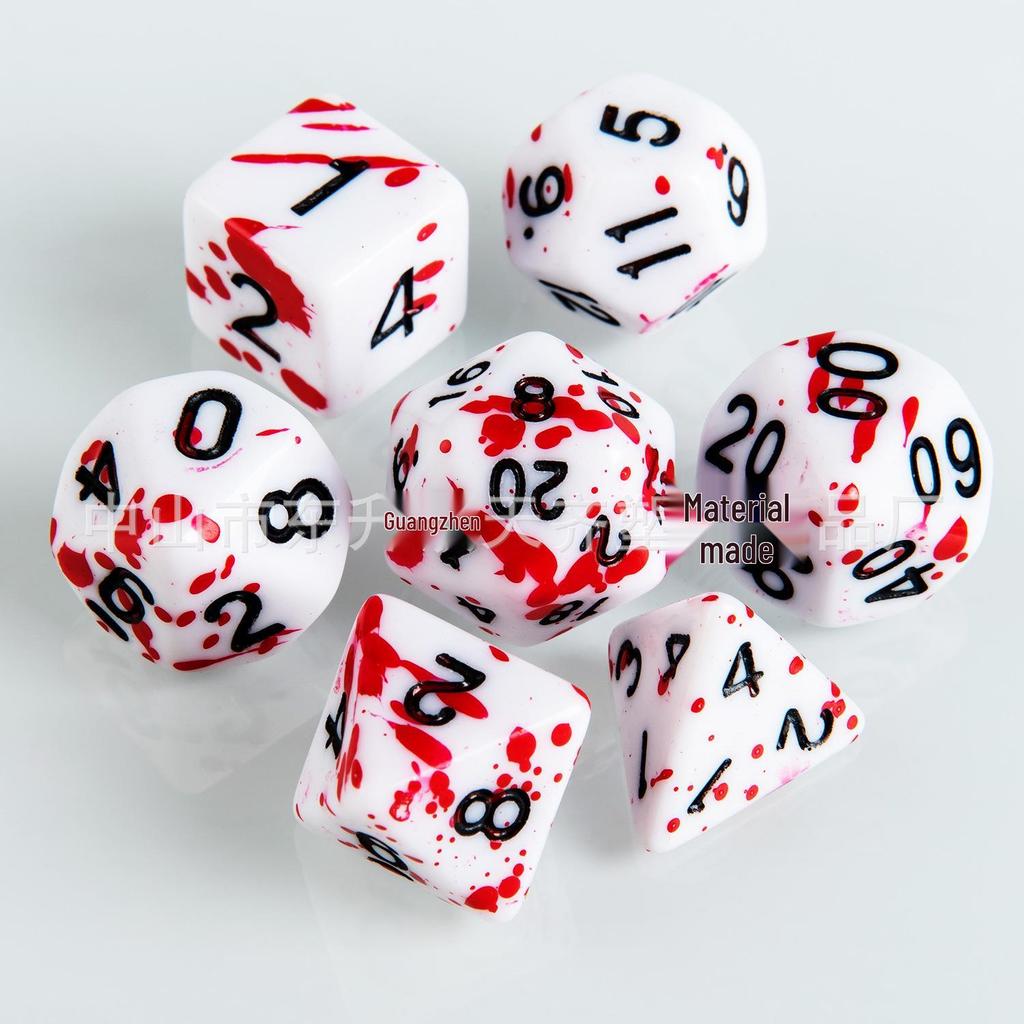 Temperature Sensitive Blood Spot Red & Colorful Earth Role-Playing Dice Set