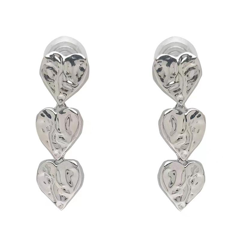 

Модные уличные серьги-подвески в форме сердца из металла серебряный