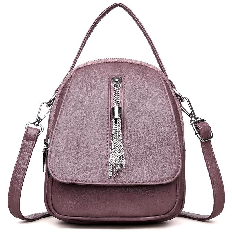 Versatile soft leather portable shoulder messenger bag change bag