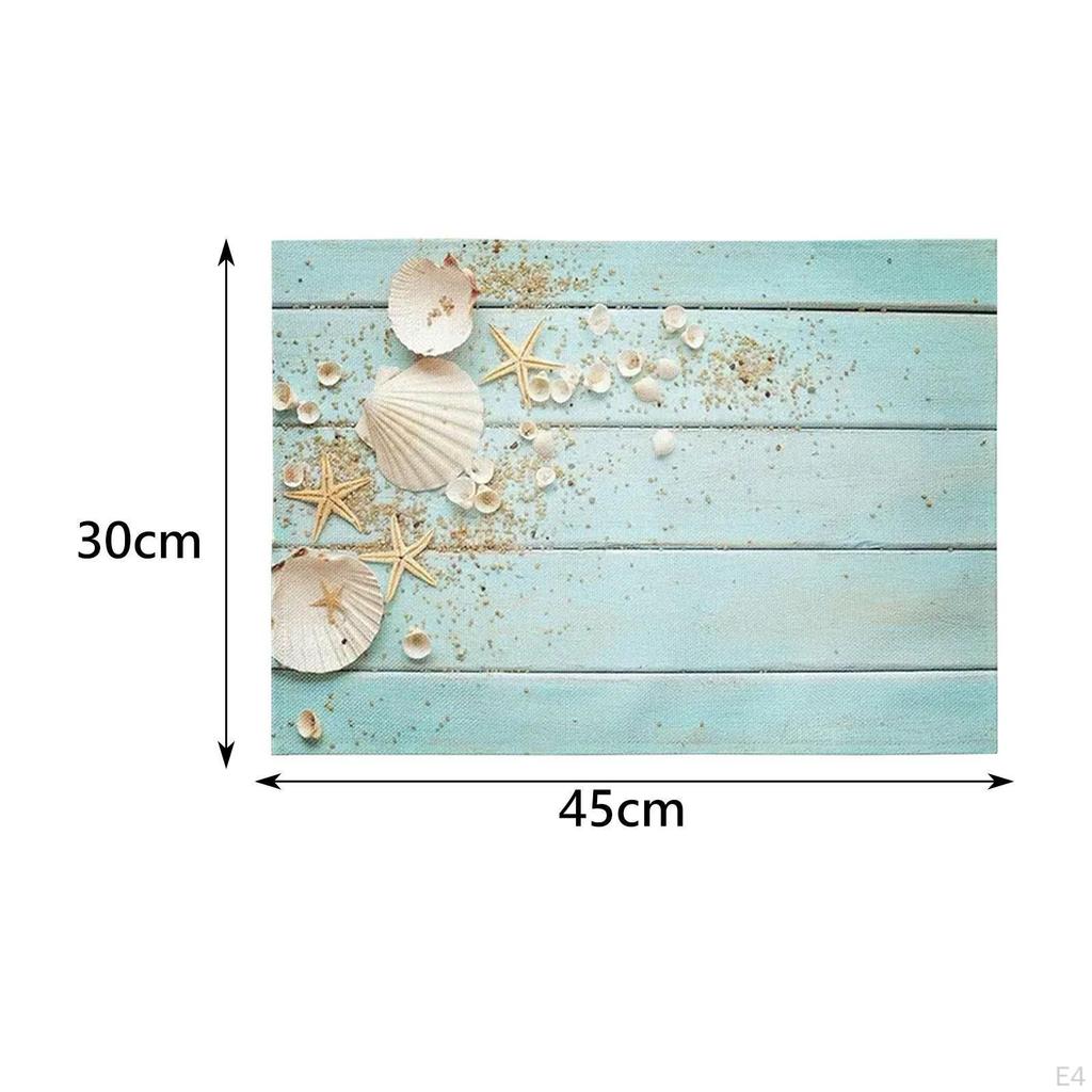 4 Stück Strand Platzset Hitzebeständige Tischsets Abwischbar Rutschfest Wasserdicht Leinen Essen