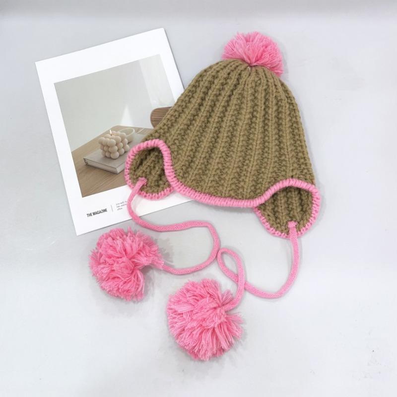 25 early autumn new Harajuku simple wind splicing contrasting color wool knitted bucket hat warm bucket hat female tide