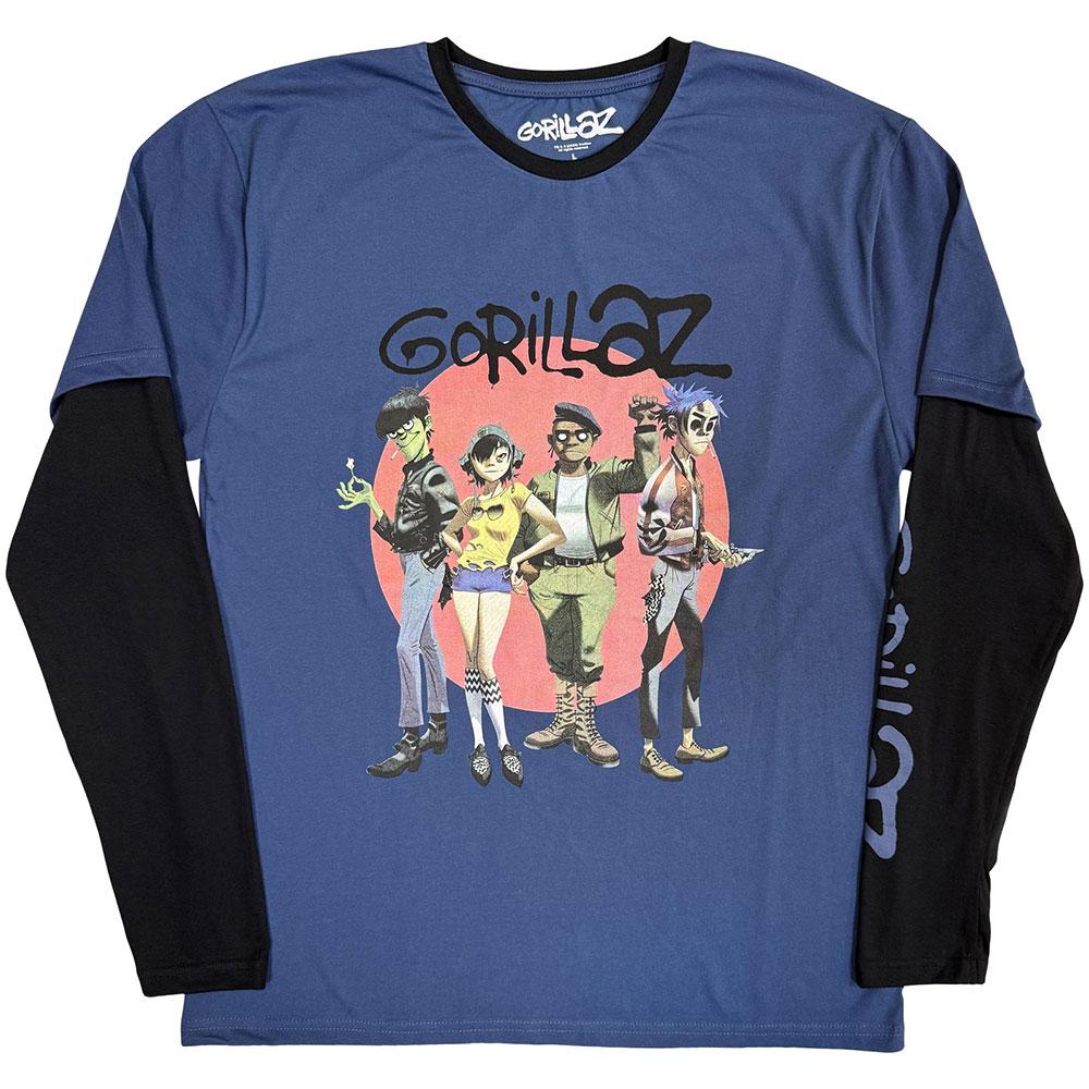 Gorillaz Unisex Adult Group Circle Layered Long-Sleeved T-Shirt