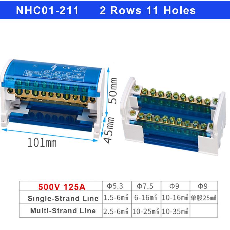 1PCS Junction Modular Screw Universal Wire Electrical Connector Din Rail Terminal Block Power Distribution Box NHC01 Series