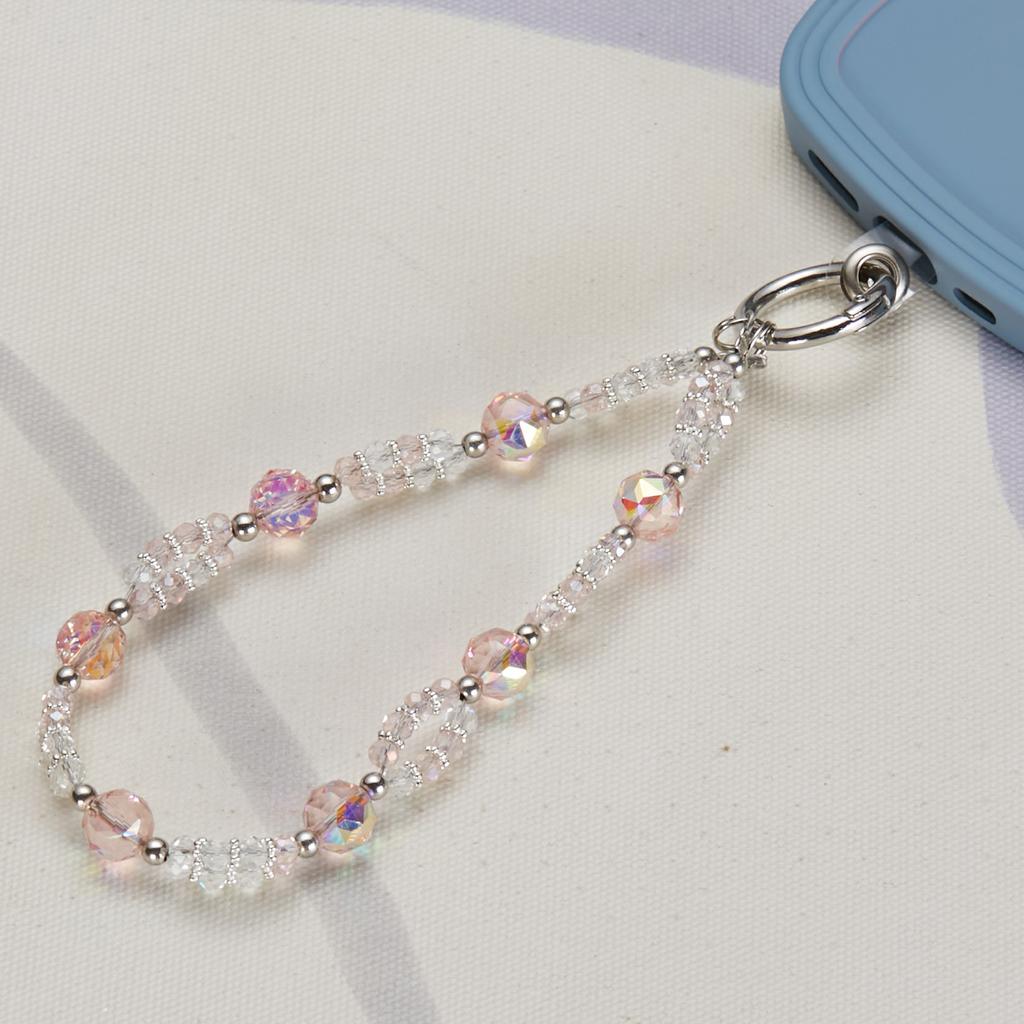 Cell Phone Charm Lanyard 26cm Rhombus Beads Phone Case Wrist Strap for Women Girls