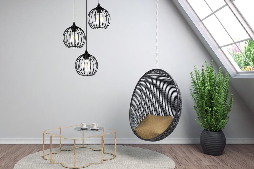 HANGING WIRE LAMP BLACK LOFT LED CHANDELIER