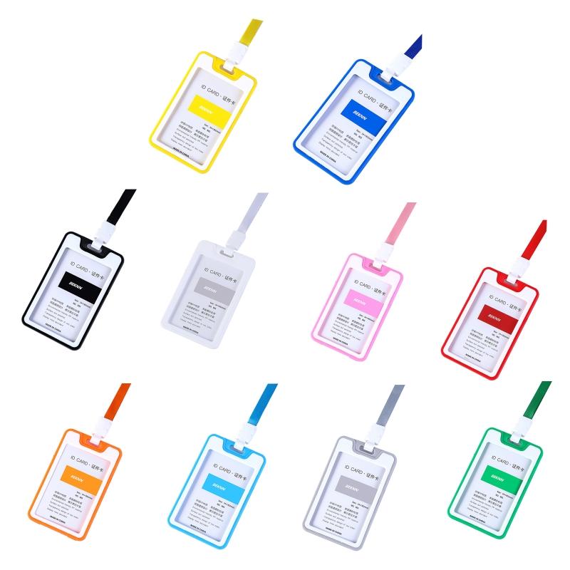ID Name Card Sleeves 17' Lanyards Badges Pendant Kit Waterproof Non-scratch Fit for Factory Worker Office Staff Student