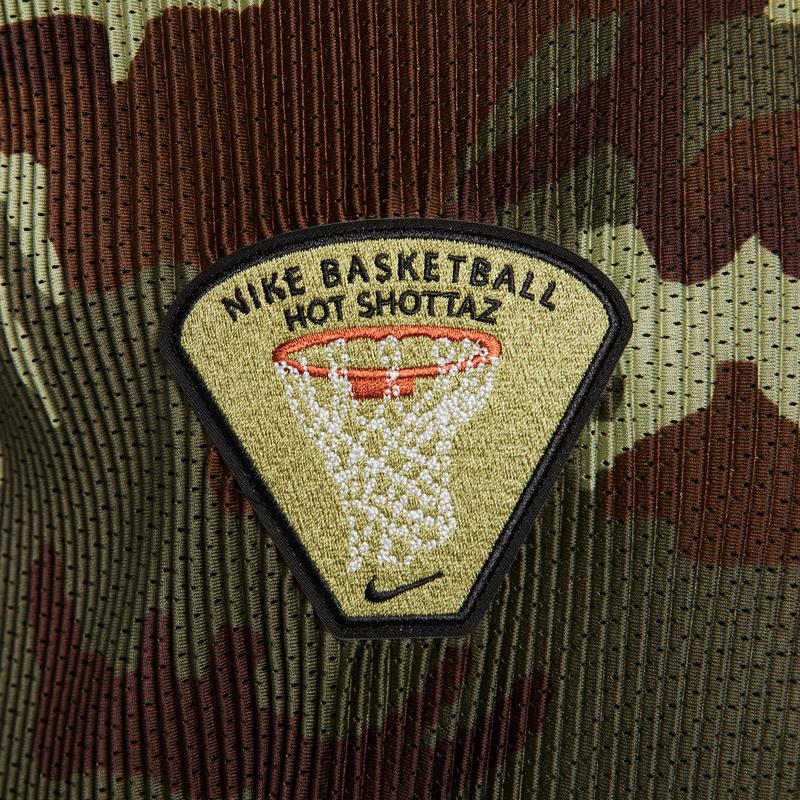 Nike Jachetă de baschet cu fermoar complet și imprimeu camuflaj Dri-Fit pentru bărbați Jachete Verde-ulei DX0424-259