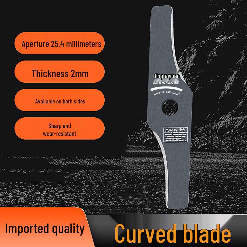 High-Manganese Steel Gasoline Lawnmower Blade - Thickened, Curved, Stone-Resistant Design