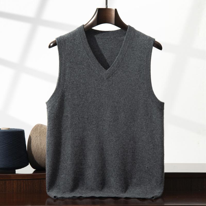V-neck cashmere vest cashmere shirt pullover knitted sleeveless vest skin-friendly and warm sweater vest versatile