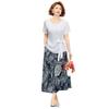 Stylish Round Neck Short Sleeve Top & Printed Skirt Set for Moms