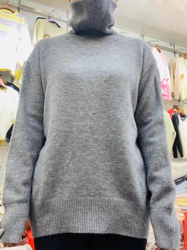 Women's Soft Knit High-Neck Sweater: Loose-Fit Pullover for 2025 Autumn/Winter