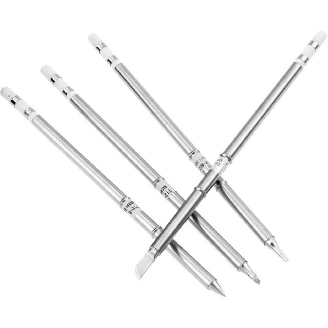 4PCS Soldering Iron Tips, T12 Series Solder Tips Kit for Hakko Soldering Station FX-951 FX-952 T12-K T12-B T12-BC2 T12-D24