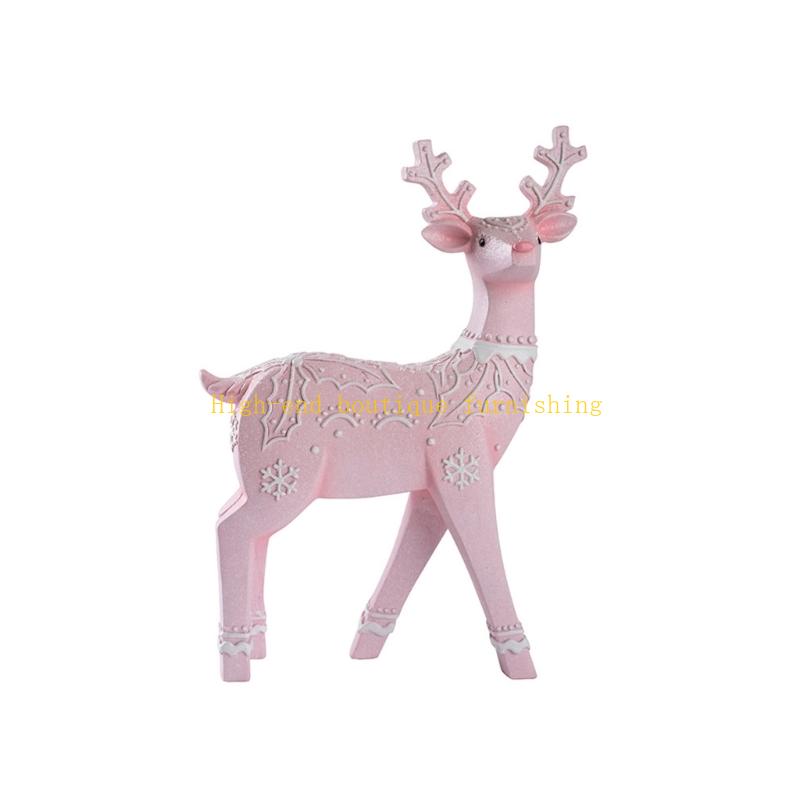  Christmas Reindeer Resin Ornament Weather Resistant Indoor Outdoor Festival Display Deer Statue Decoration