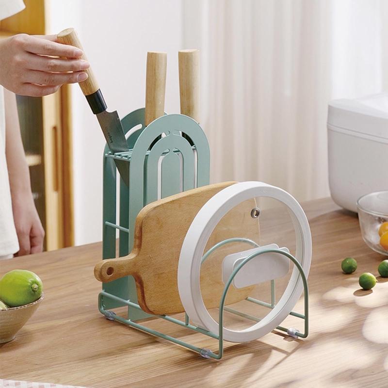 KX4B Stainless Steel Pot Lid Cutting Board Holder Metal Freestanding Stand