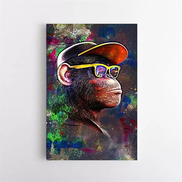 

Поп-граффити, искусство прослушивания музыки, хип-хоп, плакат с изображением обезьяны, холст, живопись и принт, настенная художественная картина для гостиной, домашний декор 60x80cm No Framed