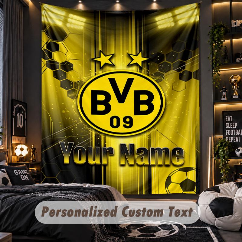 TapestryBorussia Dortmund Custom Name Text Personalized Wall Hanging Tapestry Home Wall Decor