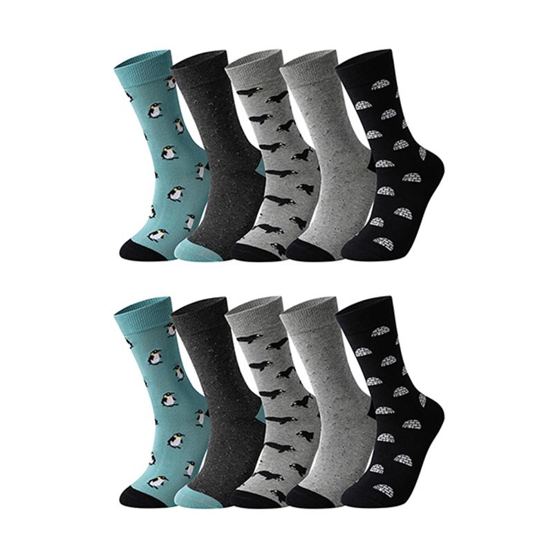 10 Pairs Men's Socks Cotton Business New Fashion Funny Sock With Print Animals Cartoon Middle Sock Male Casual Dresses Clothing