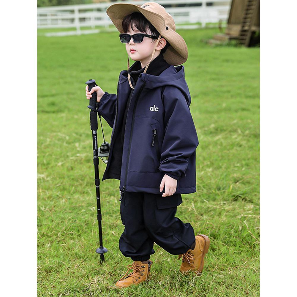 2025 Children's 3-in-1 Fleece-Lined Windbreaker - Boys' Hooded Jacket for Autumn & Winter