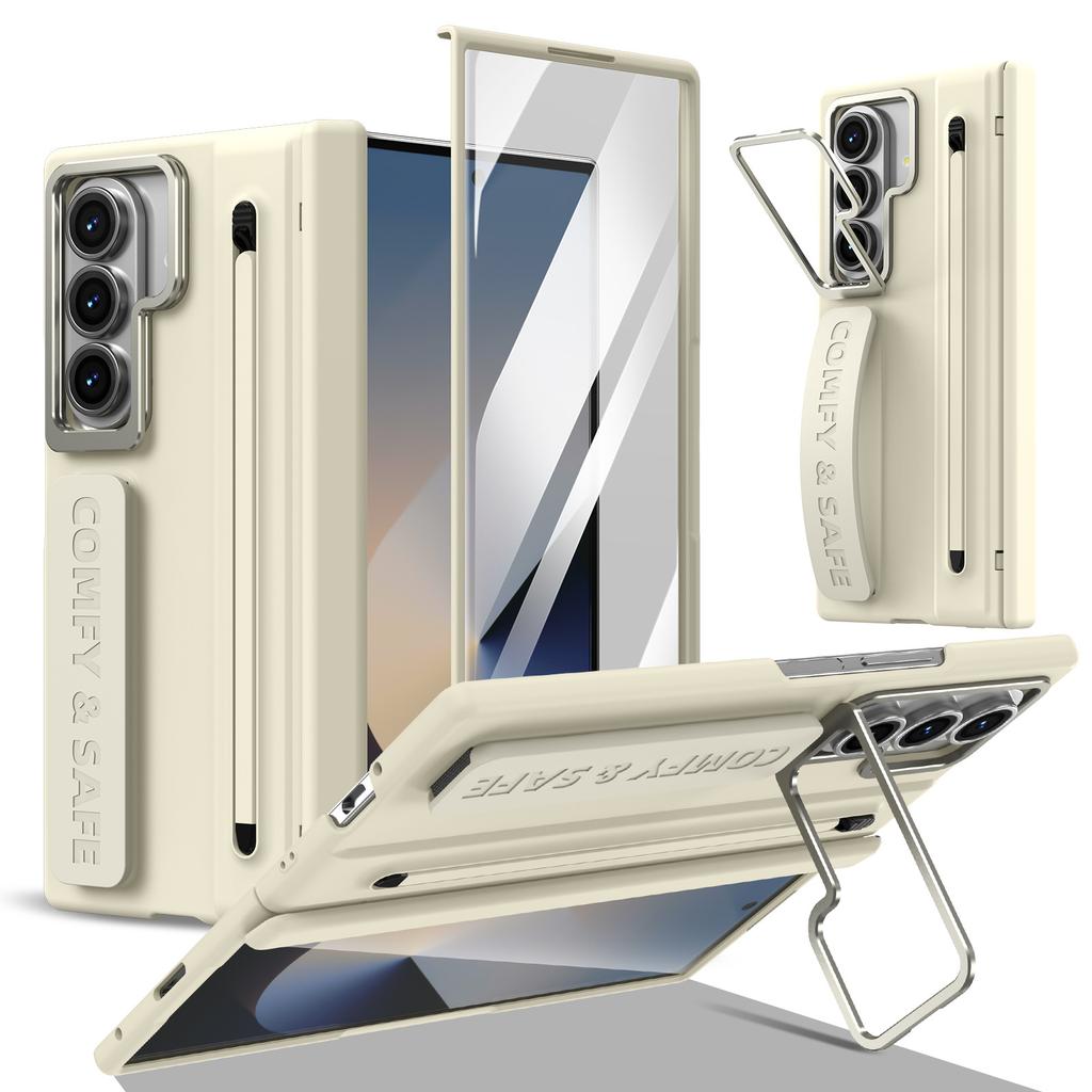 Applicable to Samsung ZFold7 Folding Mobile Phone Case Lens Holder 6/5 Wristband Case Film Integrated Stylus Case