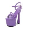 Fashion Women's 17cm Extreme High Heel Platform Sandals Chunky Heel Crystal Sole Pole Dance Runway Nightclub Performance Shoes