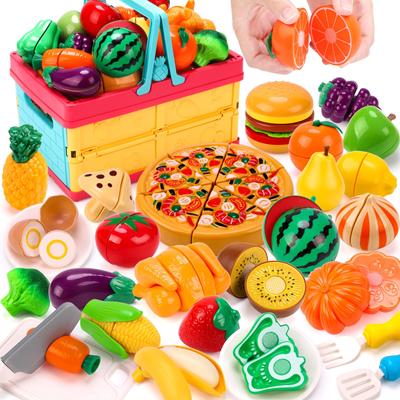 REMOKING Play House Set Toys Girls Boys Baby Toys Educational Toys Vegetables Fruits Tableware Storage Basket Kitchen Toys Pretend Play Food Cutting