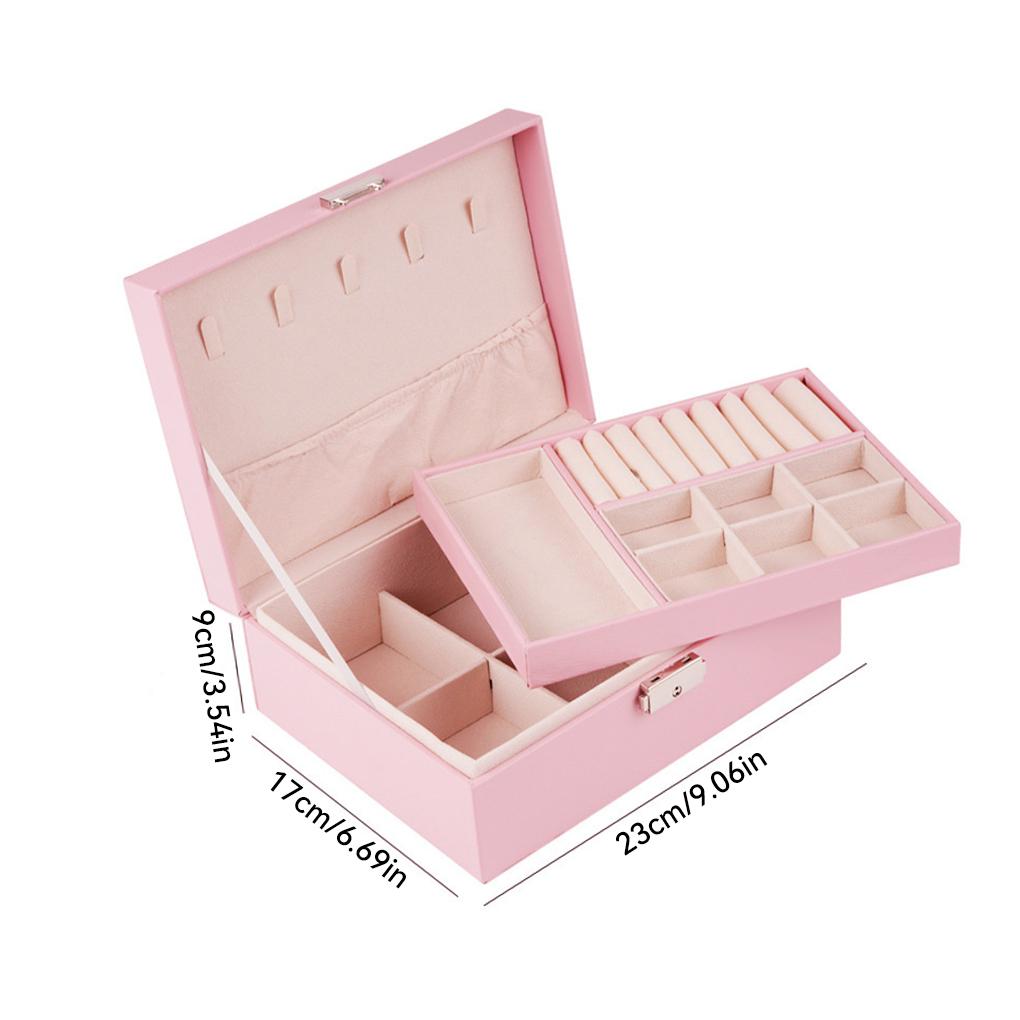 Box Double Layer Storage Lock Jewelry Display Organizer Ring Earrings Necklace Case Bracelet Packaging Container