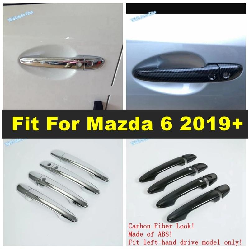 ABS Car Outside Door Pull Doorknob Handle Cap Cover Trim For Mazda 6 - 2024 Chrome / Carbon Fiber Look Exterior Accessories