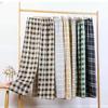 Women's Plaid Wide Leg Pants Mid-rise Straight Drapey Breathable Summer Preppy Long Trousers