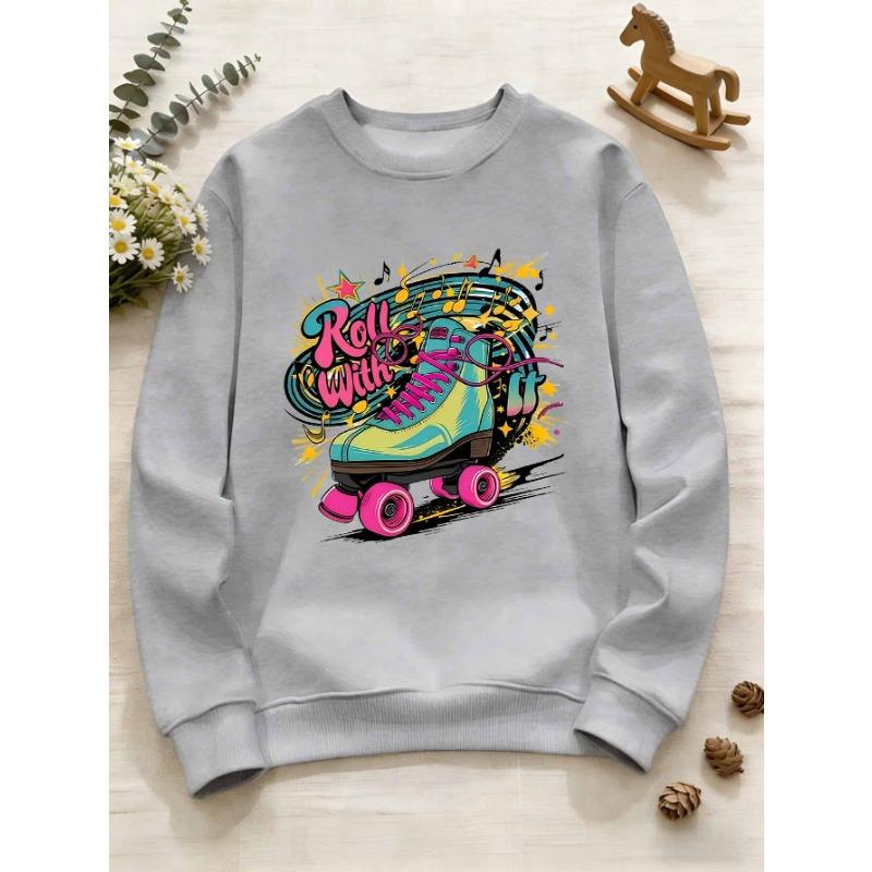 Tailles européennes Sweat à col rond pour fille Haut imprimé tendance.