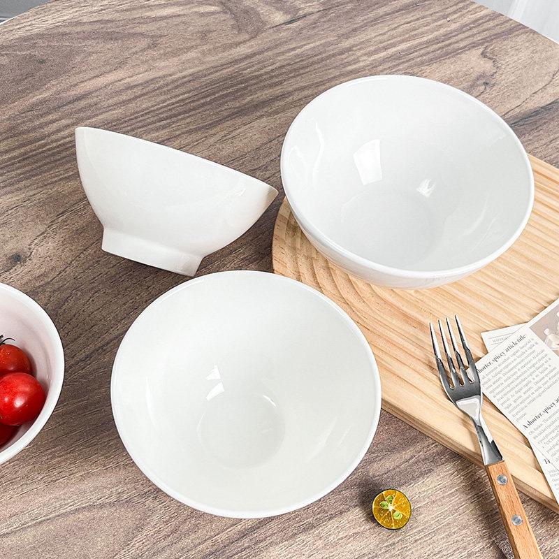 Ins Style White Ceramic High-Temperature Rice & Ramen Bowl