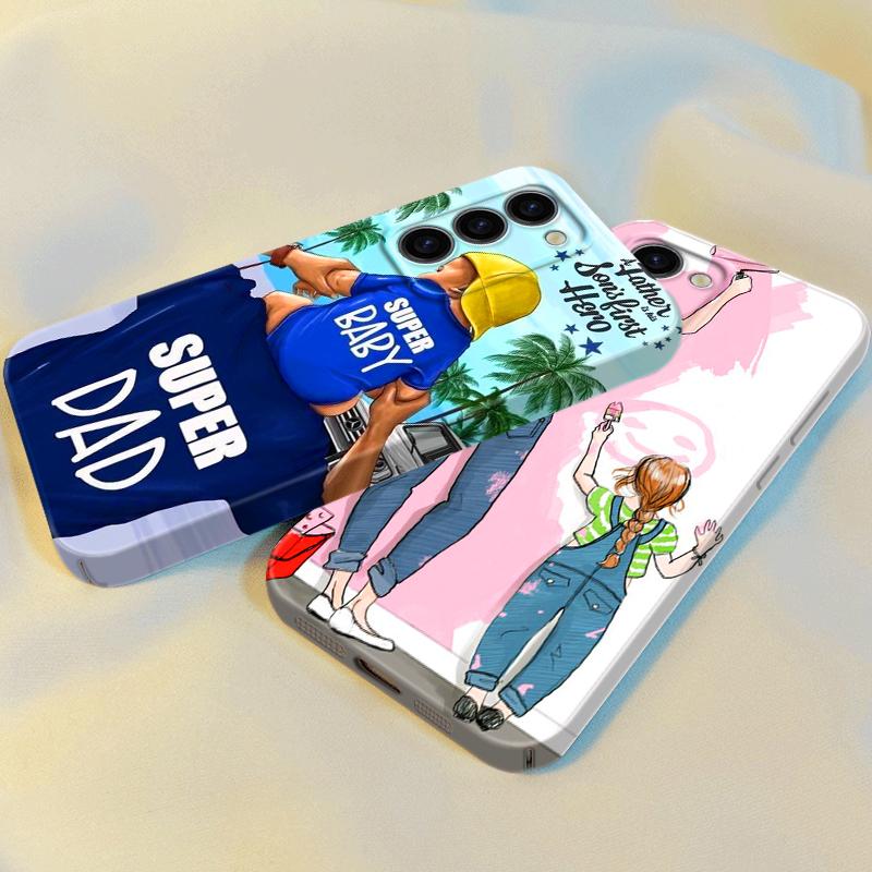 Dad Mom Baby Girl Family Phone Case For Samsung S23 S22 Plus Ultra A13 A12 A14 A21S A22 A23 A34 A53 A54 A73 Feilin Cover