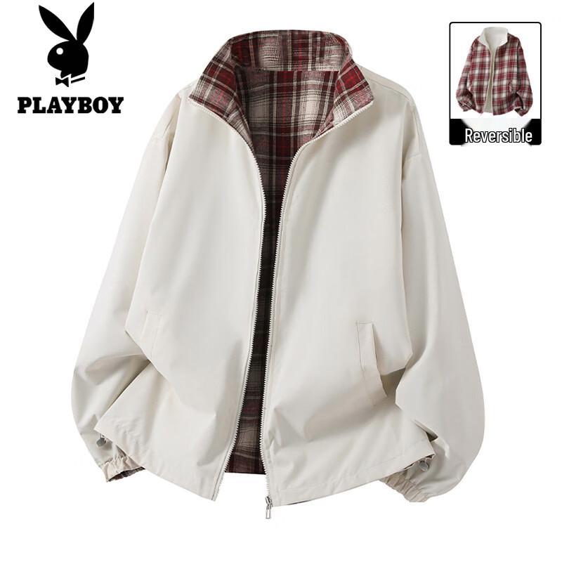 Playboy Men s Reversible Plaid Stand-Up Collar Jacket 2XL