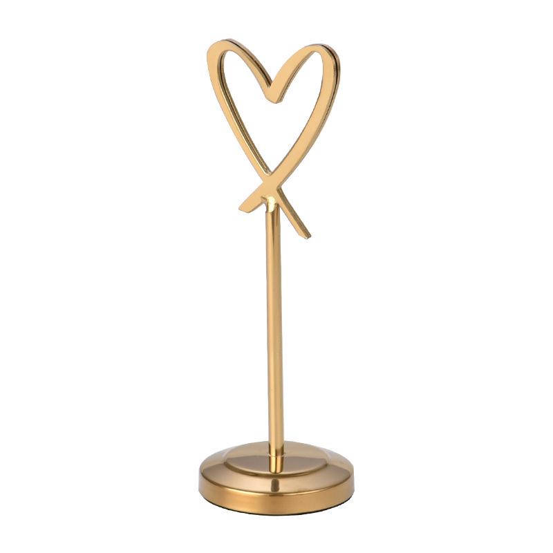 Heart-Shaped Stainless Steel Table Card Holder for Weddings, Restaurants, or Banquets.