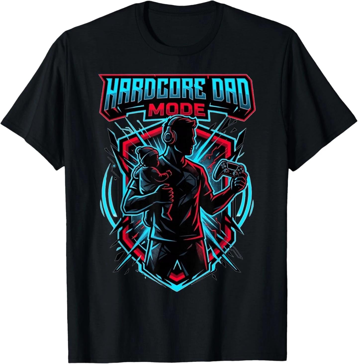 Hardcore Dad Mode Gaming Baby Controller Gamer Father T-Shirt L