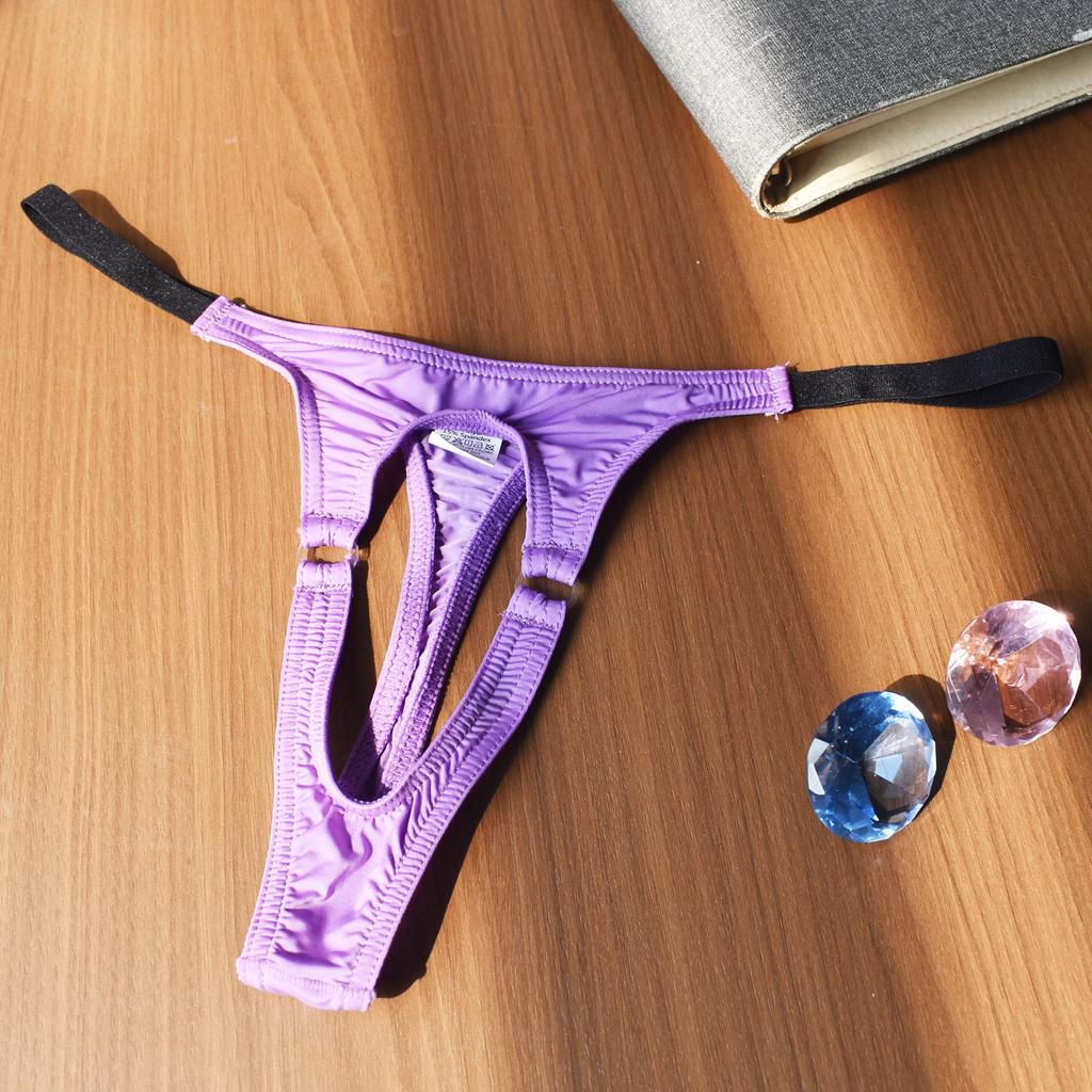 Penis Hole Underwear Erotic Panties For Men Sexy Cock Ring Underpants Male Sex G-String T-Back Thongs Ice Silk Erotic Lingerie