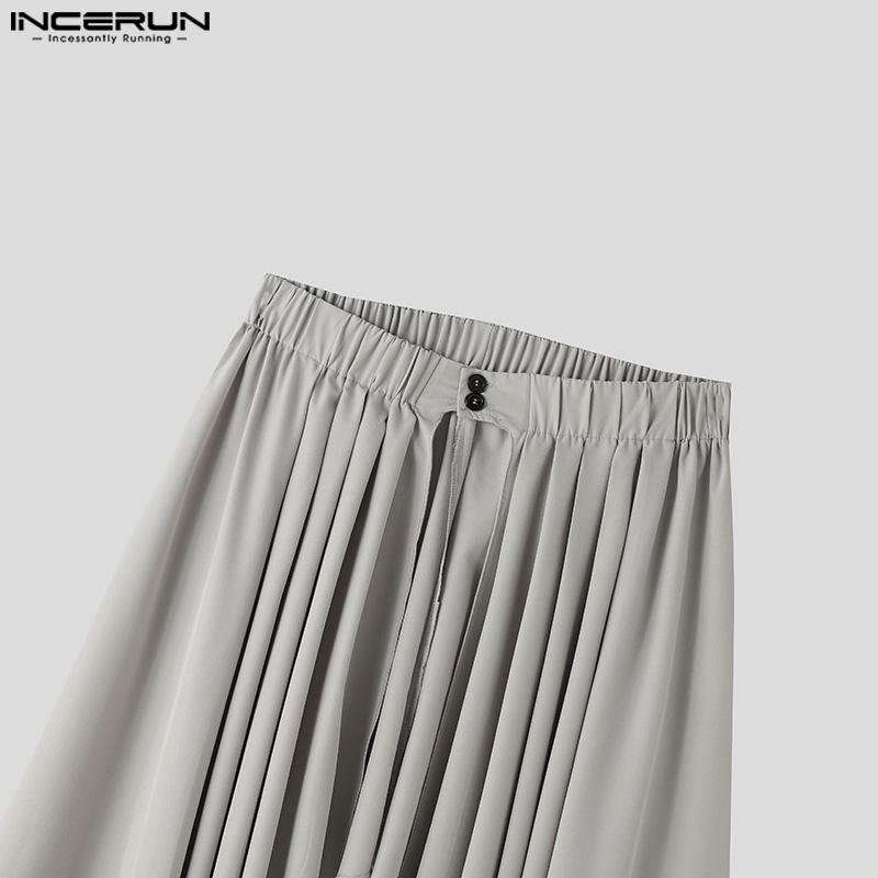 INCERUN Fuste pantaloni cu pliuri în față pentru bărbați, în straturi casual, fuste kilts