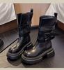 Women's 2025 Autumn Martin Boots with Belt Buckle - Versatile, Slimming, Thick Sole, Height-Boosting Short Boots for Women and Men