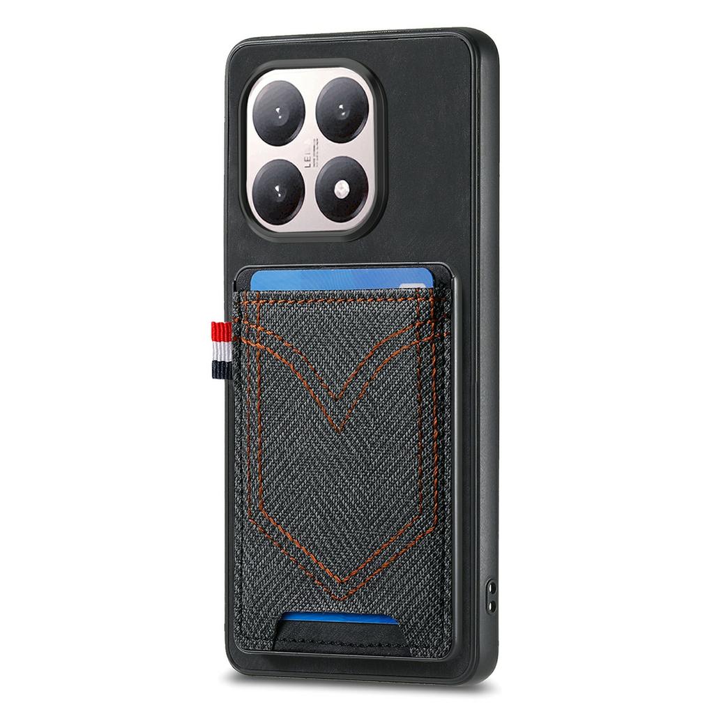 For Xiaomi 15T Case Retro Jean Cloth Texture Leather Back Phone Cover with Card Holder