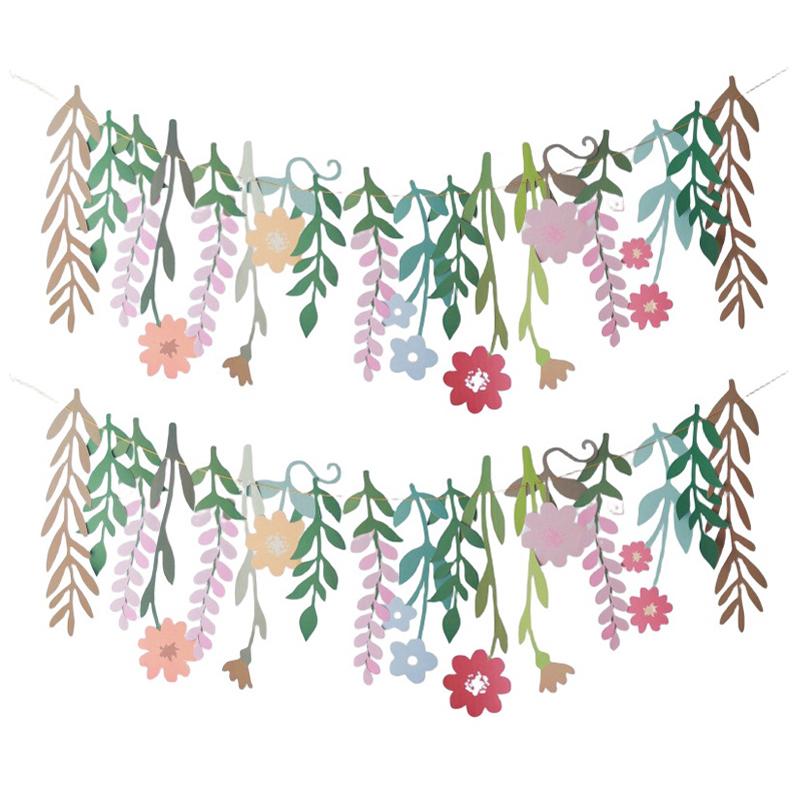 Leaf Flowers Paper Garland Banner Kids Boy Girl Birthday Party Decoration Favors Supplies Spring Home Wall DIY Hanging Flag 2025