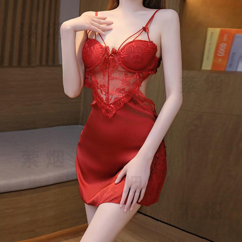 Sexy lingerie sexy lace section uniform seduction perspective passion pure lust nightdress suit
