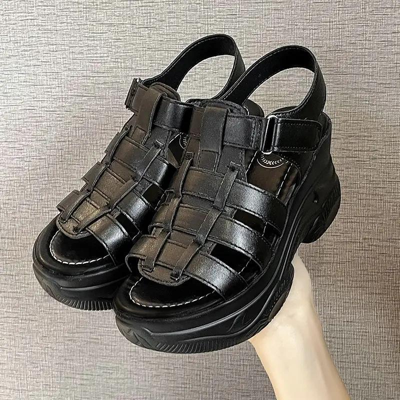 Fashion Roman Style Summer 2024 Ladies Shoes Buckles Open Toe White High Heels Wedges Heel Sandals for Women Platform Footwear Original