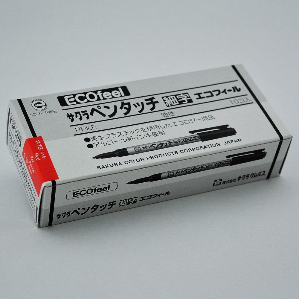 Sakura Pen Fine 10 Pens Cray-Pas Oil-Based Pen, Touch, Point, PPKE#19-10P, Red,