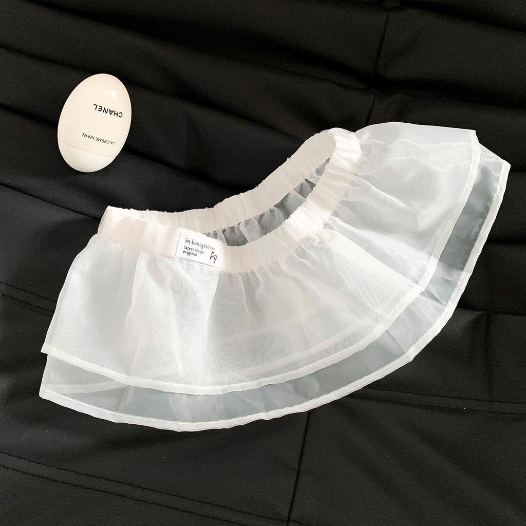 Korean Mesh Polka Dot Lace Butt Curtain: Chic Layering Waist Accessory for Girls with Pants & Skirts.