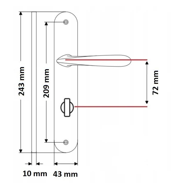 Klamka Na Długim Szyldzie Luxor Satyna 72 Mm Wc