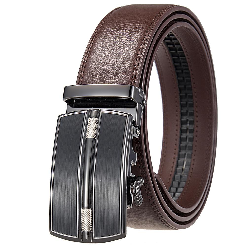 Men's PU Leather Ratchet Belt, Cool and Handsome Style, Adjustable Automatic Square Alloy Buckle Panel for Casual Business Wear