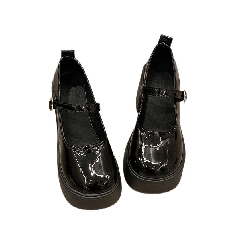 Dicke hochhackige kleine Lederschuhe Damen Französische Mary Janes Herbst 2025 neue modische vielseitige dicksohlige erhöhende Einzelschuhe